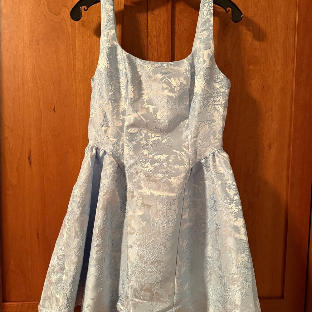 Cider JACQUARD FLORAL SCOOP NECKLINE RUFFLE HEM MINI DRESS New with Tags